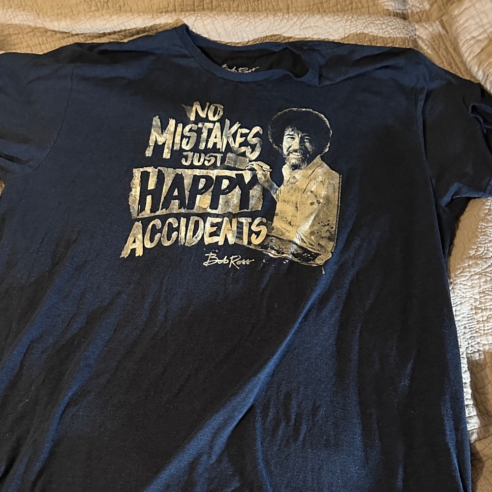 Bob Ross Navy Blue Graphic T-Shirt